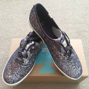 New Kate Spade Glitter Pewter Keds